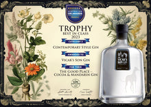 Load image into Gallery viewer, BACK 20th MAY.  The Good Place Gin - Best in Class Trophy &amp; Gold Medal 2023 Australian Gin Awards. Features Cocoa and Mandarin
